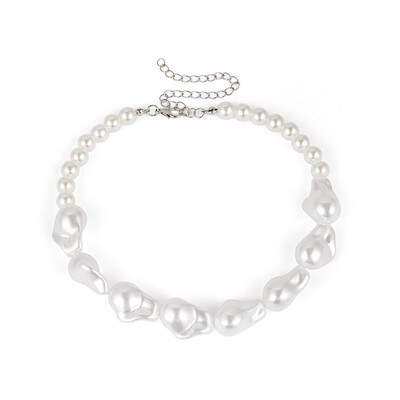 

Irregular Simulated Pearl Choker Fashion Statement Bib Collare Vintage Chic Collier Femme Jewelry Coin shell Dropshipping