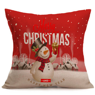 

Siaonvr Merry Christmas Linen Pillow Cases Sofa Cushion Cover Home Decoration