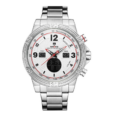 

WEIDE WH6908 Dual Display Two Movement Quartz Digital Men Watch 3ATM Waterproof LCD Backlight Luminous Sport Calendar 24-Hour Alar