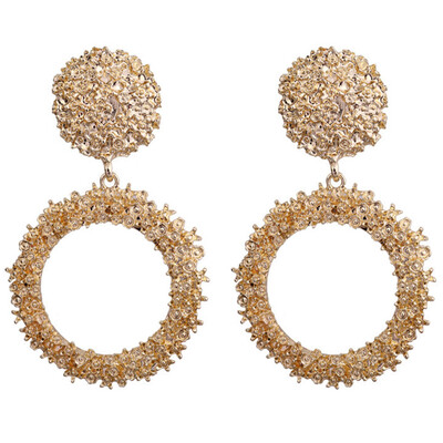 

Charm 1Pair New Fashion Punk Geometric Round Earrings Long Metal Earrings Women Earrings