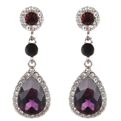 

Party Fashion Women Shiny Rhinestone Inlaid Waterdrop Long Dangle Stud Earrings