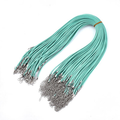 

Waxed Cord Necklace Making with Iron Lobster Claw Clasps Platinum DarkTurquoise 178"18"45546cm 2mm