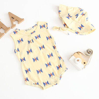 

Newborn Baby Girl Boy Sleeveless Printed RomperHat Bodysuit Outfits Set Clothes