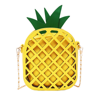 

Fashion Hollow Pineapple Women Faux Leather Zipper Small Crossbody Shoulder Bag