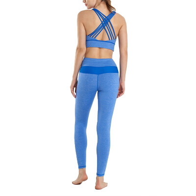 

Womens Gym Yoga Wear Sports Set Bra Breathable Quick-drying Tops Removable Chest Pads&Tights