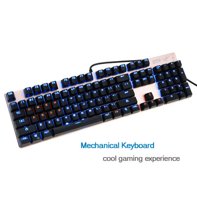 

104 Keys USB Wired Gaming Mechanical Keyboard Blue Switch Suspended Button Fully LED Backlit Anti-ghosting for Laptop Desktop