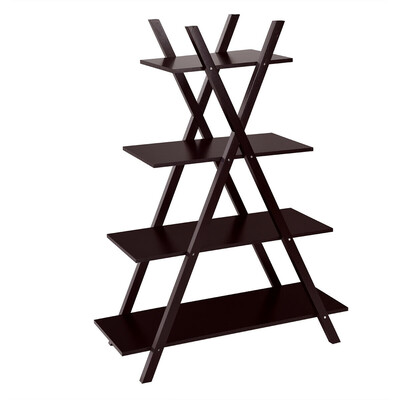 

X-Shape 4-Tier Display Shelf Rack Potting Ladder-Brown