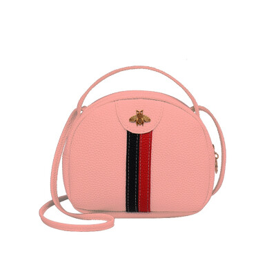 

Trend Lady Bee Metal Messenger Bag Color Striped Stitching Bag Portable Coin Purse New Product Shoulder Crossbody Bags