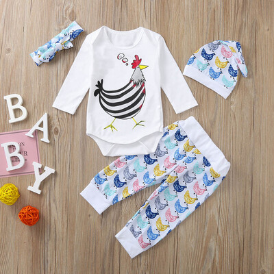 

Newborn Baby Girl Boy Turkey Thanksgiving Romper Tops Pants Hat Clothes Set