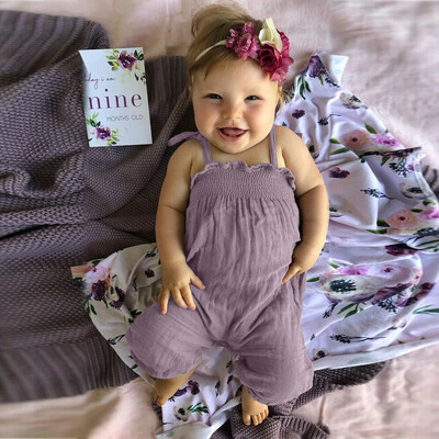 

Infant Baby Girls Sleeveless Solid Print Romper Jumpsuit Clothes