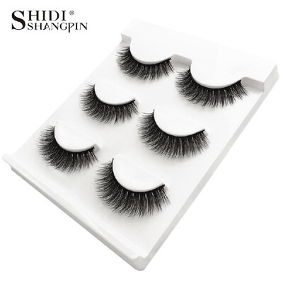 

SHIDISHANGPIN 3 Pairs 3D Mink Eyelashes Handmade Natural Cross Long Fake Eye Lashes Extension Wispy False Lashes