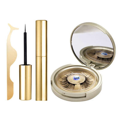 

Magnetic Liquid Eyeliner Set Long Lasting False Eyelashes with Tweezers