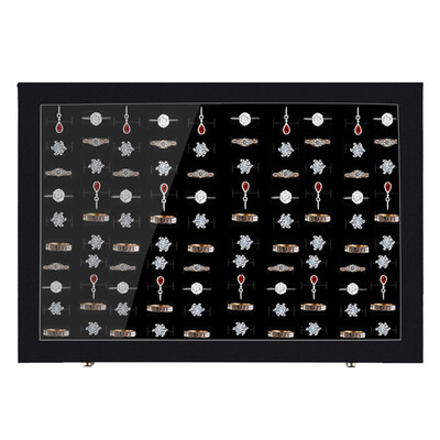 

Siaonvr 100 Slot Jewelry Ring Tray Rings Holder Showcase Display Storage Box With Lid