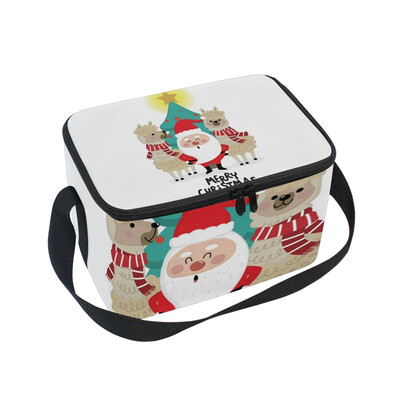 

ALAZA Lunch Box Insulated Lunch Bag Large Cooler Alpaca And Christmas Tree Tote Bag