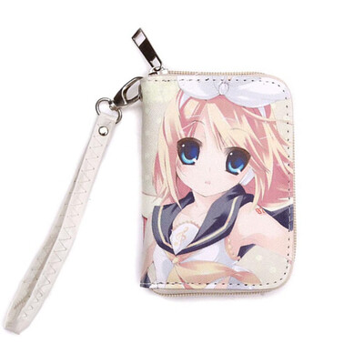 

Hatsune Miku lovelive PU Short Zipper Wallet Cartoon Printing Student Portable Coin Purse with Hand Strap