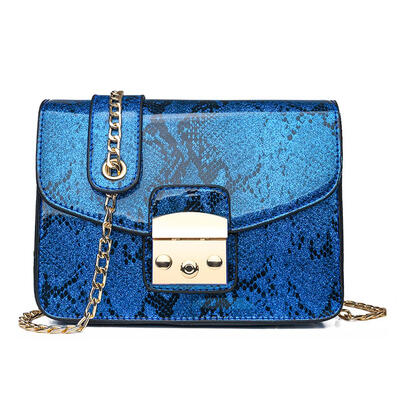 

Glossy Snake Print Shoulder Handbags PU Leather Women Chain Crossbody Bags