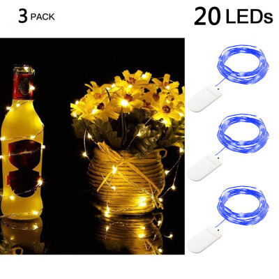 

〖Follure〗3Pcs 20LED Fairy Lights Battery Starry String Copper Wire Decor Christmas Blue