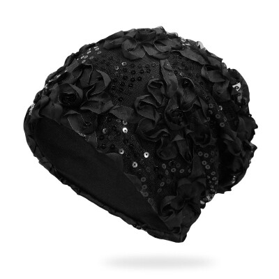 

Lace flower sequins cap uniform size for 56-60cm head circumference