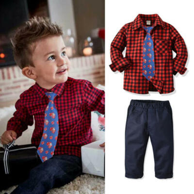 

AU Stock Kids Baby Boy Gentleman Xmas Outfit T-shirt Pants Autumn Winter Clothes