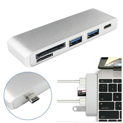 

5in1 USB C Hub 30 Type-C Adapter Charging Data Sync Card Reader