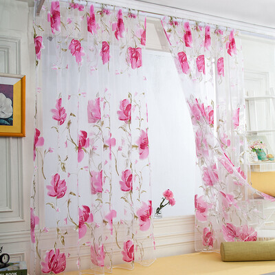 

Siaonvr 1 PCS Vines Leaves Tulle Door Window Curtain Drape Panel Sheer Scarf Valances
