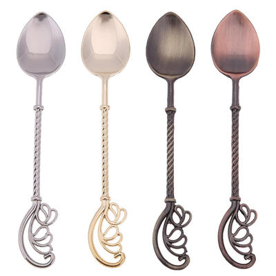 

4pcs Creative Alloy Coffee Ice Cream Tea Spoon Retro Stick Tea Spoons