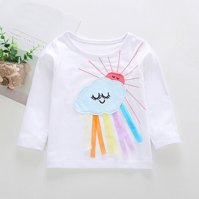 

Toddler Baby Kids Girls Long Sleeve Sun Cloud Applique Tops Outfits Clothes