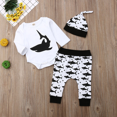 

Newber Baby Boys Kids Romper Tops Pants Hat Autumn Winter Cotton Clothes Sets