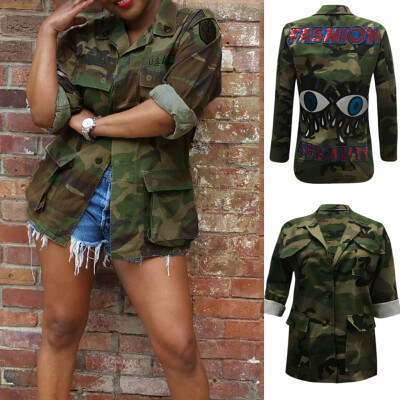 

Tailored Women Fashion Lapel Camouflage Casual Woollen Buttons Formal Jacket Cardigan