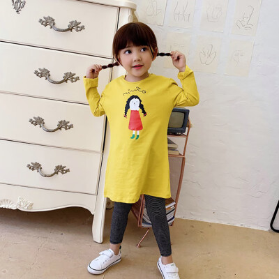 

Children New Autumn Baby Girls T-Shirt 1-7T Cartoon Printed Cotton Long Sleeve Round Collar Casual Toddler Girl Clothes