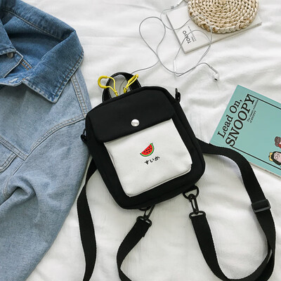 

Small bag canvas bag women one - shoulder oblique satchel college students in the Korean version of the feeling young girl inssen