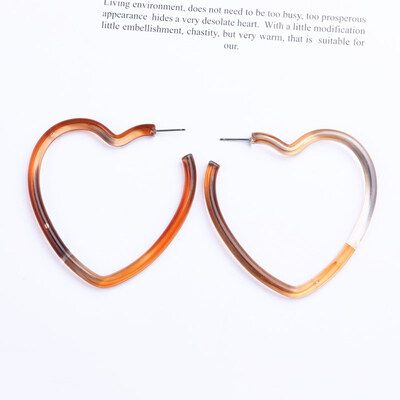 

EK236 Leopard Print Hollow Big Heart Drop Earrings For Women Acetate Resin Acrylic Earring Statement ZA Jewelry Party Pendientes