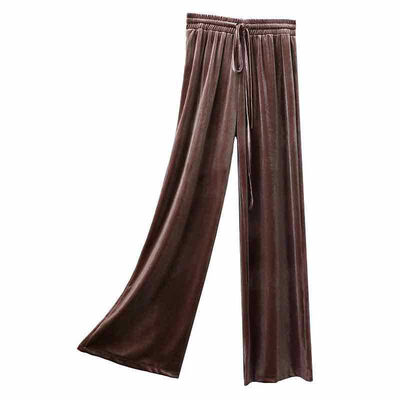 

Pleuche Pants Autumn Women Pants Gold Velvet Winter Floor Length Casual Trousers High Waist Loose Wide Leg Pants