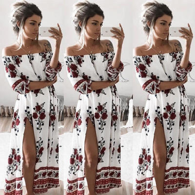 

Womens Maxi Boho Floral Summer Beach Long Skirt Evening Cocktail Party Dress