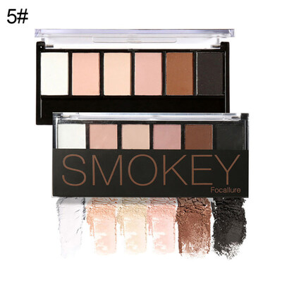 

Focallure 6 Colors Eyeshadow Palette Smokey Shimmers Glitter Smooth Powder Makeup