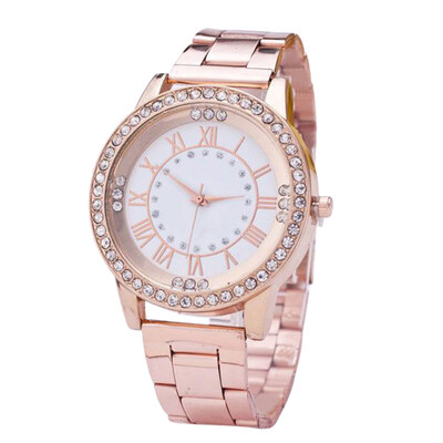 

Gobestart Womens Mens Crystal Rhinestone Stainless Steel Analog Quartz Wrist Watch