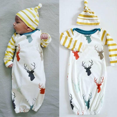 

Cute Newborn Baby Girl Boy Deer Pajamas Sleepwear Set Sleepsack Outfit 0-12M