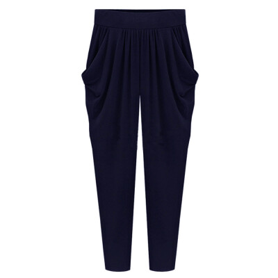 

Tailored Plus Size Womens Elastic High Waist Long Pants Loose Harem Pants Trousers BKL