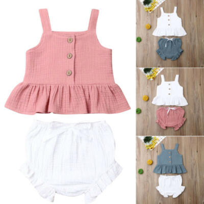 

AU Fashion Kids Toddler Baby Girls Vest Crop Tops Short Pants Outfit Clothes Set