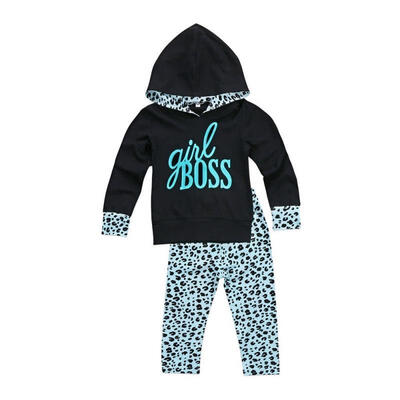 

2pcs Leopard Sets Toddler Kids Girls Hooded Tops Spot Pants Trousers Outfits Clothes
