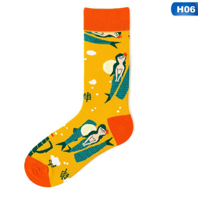 

2019 Mens Women Socks Couple socks Funny Creative illustration Socks Mid tube socks