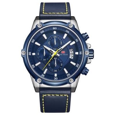 

MINI FOCUS MF0175G Business Quartz Wristwatches Luminous Calendar Watch With Leather Strap For Men