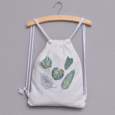 

Tailored Fashion Women Leaves Print Drawstring Backpack Large Tote Canvas Backpack Bag