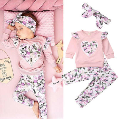 

3Pcs Toddler Kid Baby Girl Clothes Floral Tops Leggings Pants Trousers Tracksuit