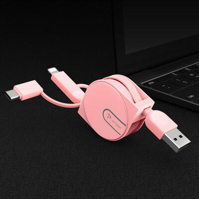 

3-in-1 Retractable USB Lightning Type-C Micro USB Data Charging Cable For IPHONE Android Mobile Phones