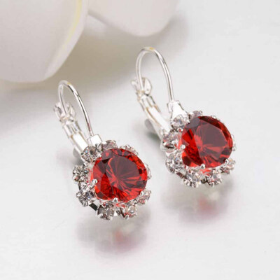

Fashion Women Ladies Jewelry Silver Sapphire Dangle Wedding Hoop Heart Earrings Gifts