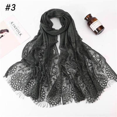 

2019 new cross-border fashion lace turban Hui national hijab Muslim lady headscarf wholesale