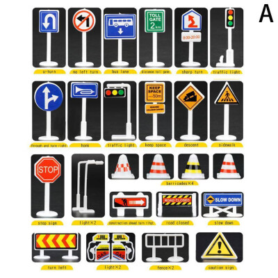 

Tailored 28 Pcs Car Toy Accessories Traffic Road Signs Kids Children Play Learn Toy Game