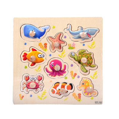 

Tailored 9 Piece Wooden Seabed animals Puzzle Jigsaw Early Learning Baby Kids Toys A