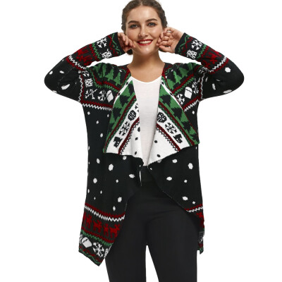 

Plus Size Christmas Pattern Knitted Tunic Cardigan